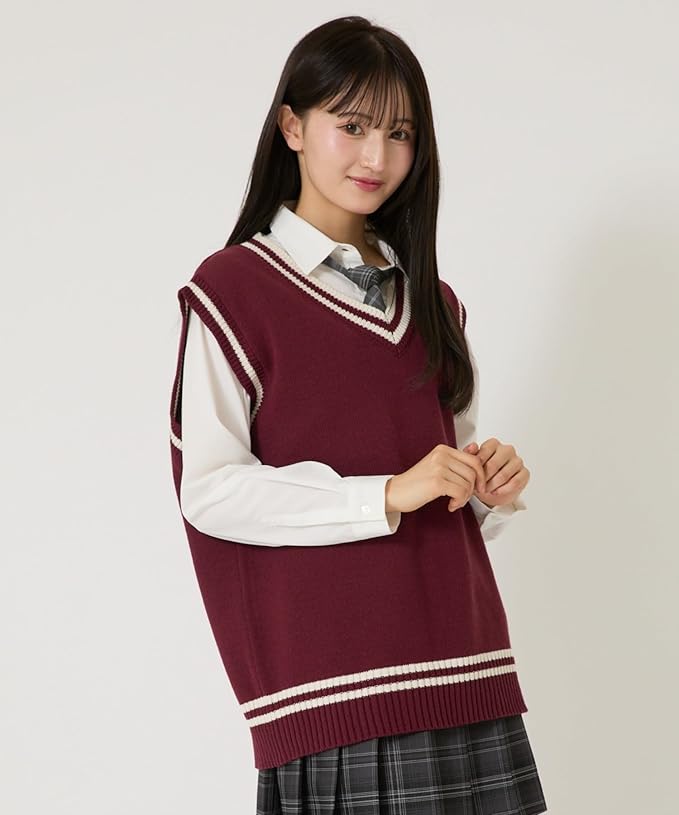  [ウィゴー]  スクールベスト ベスト レディース ニット セーター トップス 学生 服 制服 無地 羽織 女子 通学 高校生 中学生 秋服 春服 春 夏 秋 冬 プレゼント ギフト レディース