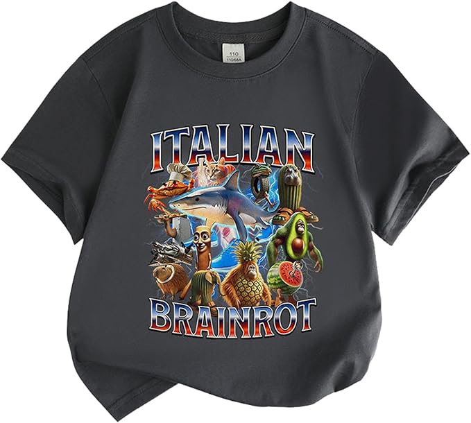 イタリアンブレインロット tシャツ キッズ 子供服 可愛い 夏服 半袖 丸首 トゥントゥントゥンサフール ブレインロット 子ども服 トップス 男の子 女の子 柔らかい 通気性 おしゃれ 誕生日プレゼント