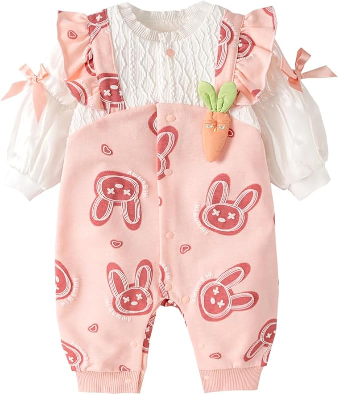 Baby nest ベビー服 前開き 長袖 カバーオール ロンパース 女の子 コットン 59 66 73 80 90