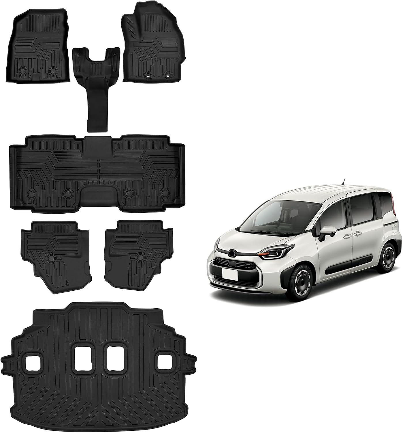 新型 シエンタ 10系 MXP 7人乗り用 専用 フロアマット+セカンドマット+ラゲッジマット 専用設計 SIENTA 10系 MXPC10G MXPL10G MXPL15G 3D立体マット 防水 カーマット TPE材質 保護マット 耐汚れ 滑り防止 アクセサリー カスタム パーツ 7ｐセット (シエンタ MXP系 7人乗り用)